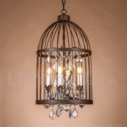 Retro Vintage Metal 4 światła wiszące lampy klatka dla ptaków