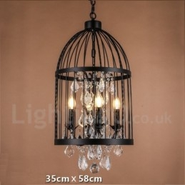 Retro Vintage Metal 4 światła wiszące lampy klatka dla ptaków