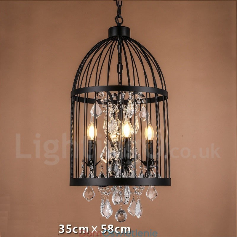 Retro Vintage Metal 4 światła wiszące lampy klatka dla ptaków