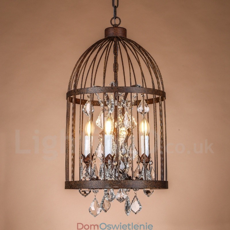 Retro Vintage Metal 4 światła wiszące lampy klatka dla ptaków