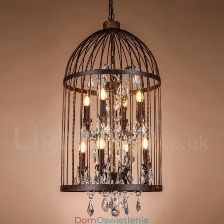 Retro Vintage Metal 8 Świateł Wisząca Lampa Klatka Dla Ptaków Retro Vintage Metal 8 Świateł Wisząca Lampa Klatka Dla Ptaków