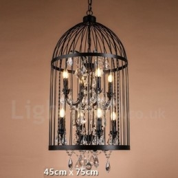 Retro Vintage Metal 8 Świateł Wisząca Lampa Klatka Dla Ptaków