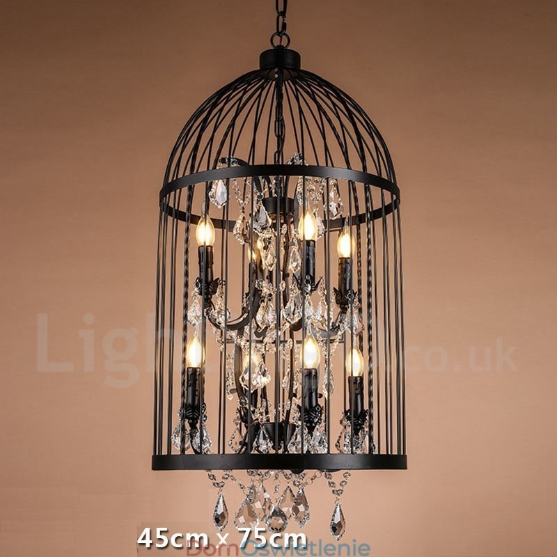 Retro Vintage Metal 8 Świateł Wisząca Lampa Klatka Dla Ptaków