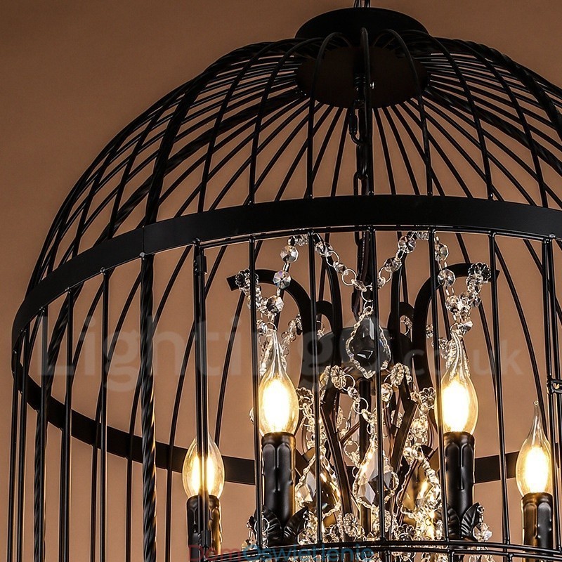 Retro Vintage Metal 8 Świateł Wisząca Lampa Klatka Dla Ptaków
