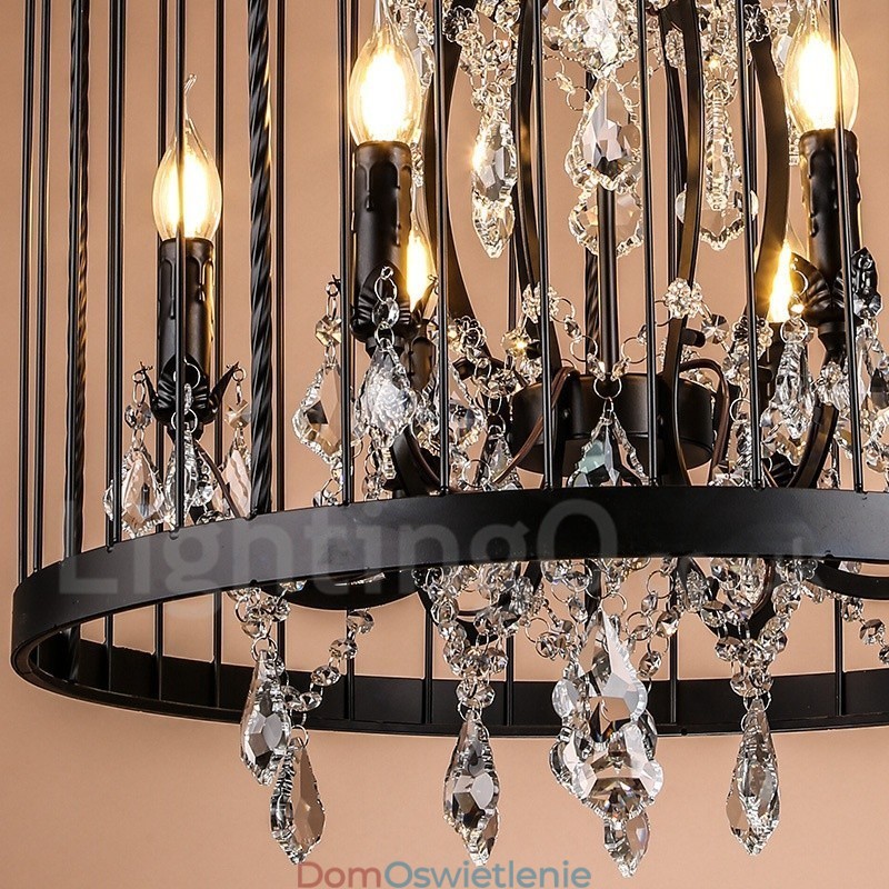Retro Vintage Metal 8 Świateł Wisząca Lampa Klatka Dla Ptaków