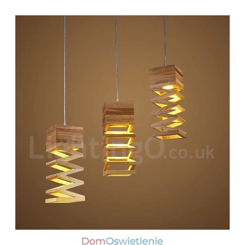 Nowoczesna współczesna lampa wisząca z drewna