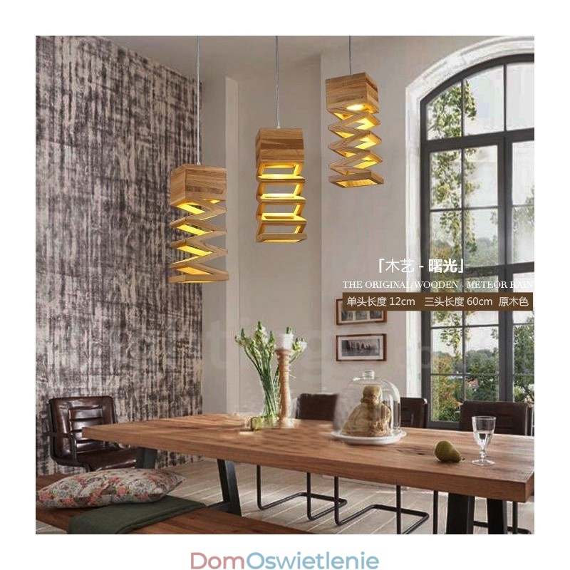 Nowoczesna współczesna lampa wisząca z drewna