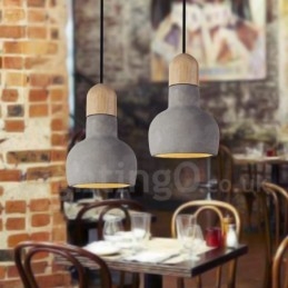 Retro Vintage Drewno Beton Pojedyncza lampa wisząca