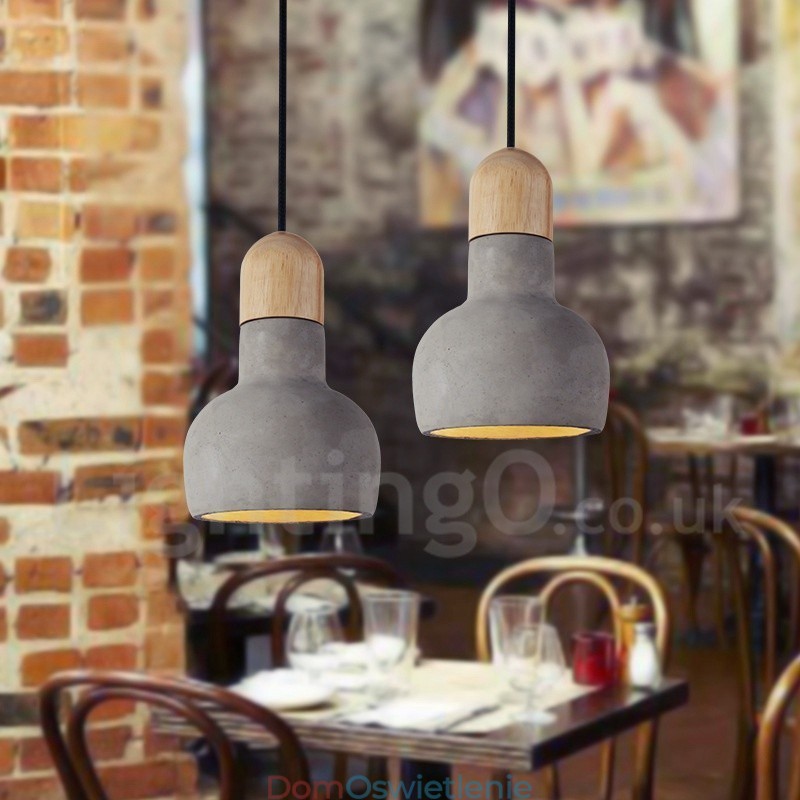Retro Vintage Drewno Beton Pojedyncza lampa wisząca