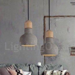 Retro Vintage Drewno Beton Pojedyncza lampa wisząca
