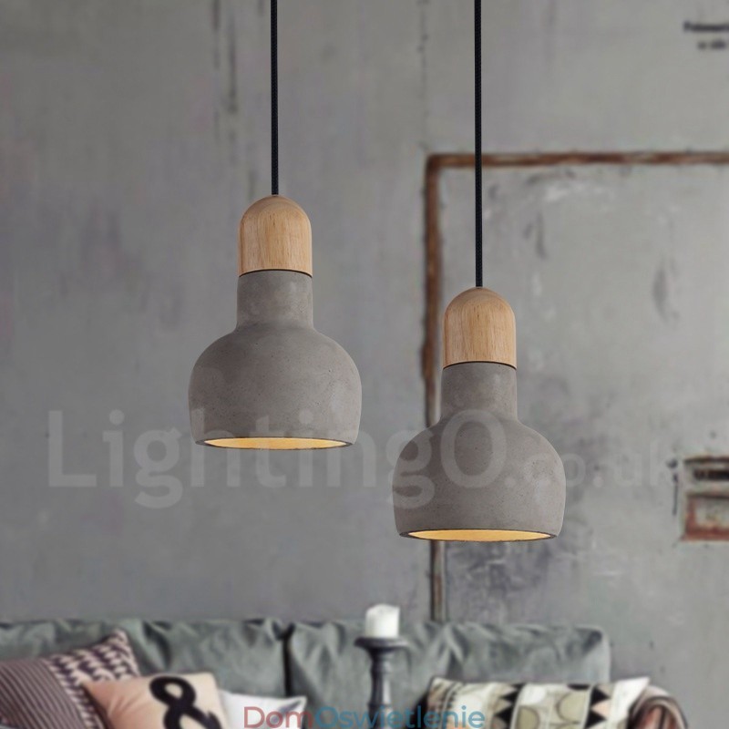 Retro Vintage Drewno Beton Pojedyncza lampa wisząca