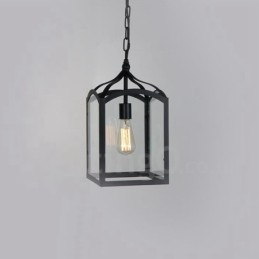Metalowa lampa wisząca Rustic Lodge z kloszem szklanym