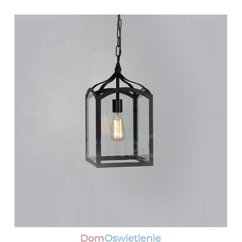 Metalowa lampa wisząca Rustic Lodge z kloszem szklanym