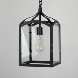 Metalowa lampa wisząca Rustic Lodge z kloszem szklanym
