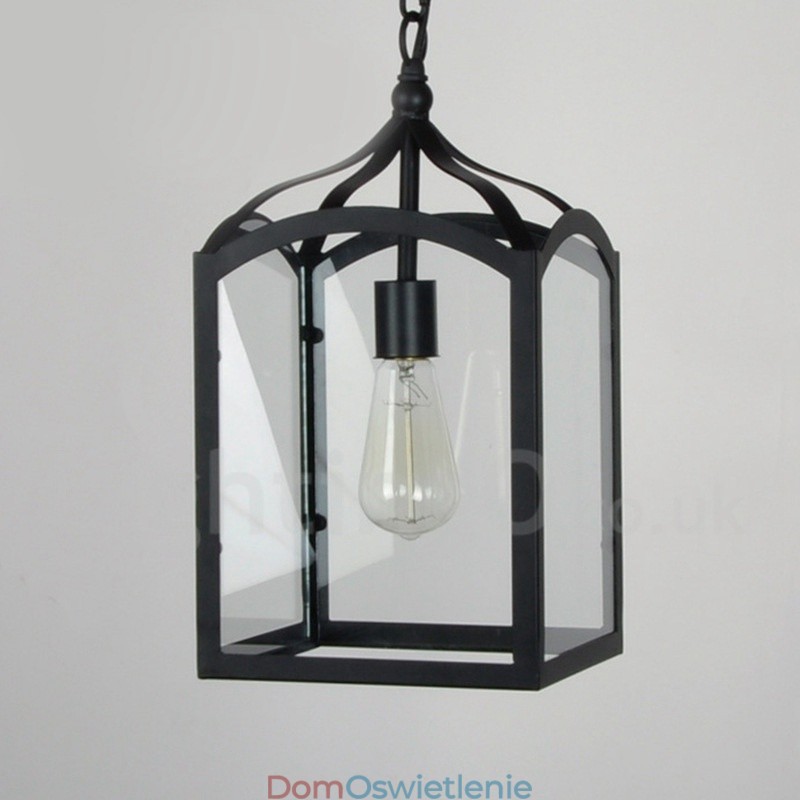 Metalowa lampa wisząca Rustic Lodge z kloszem szklanym