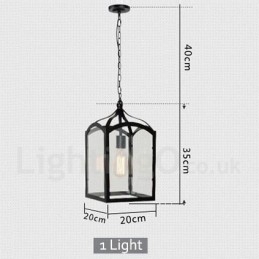 Metalowa lampa wisząca Rustic Lodge z kloszem szklanym