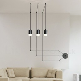 Do 3-punktowej czarnej lampy wiszącej z kloszem szklanym