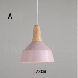 Nowoczesna współczesna lampa wisząca z drewna i metalu w wielu kolorach
