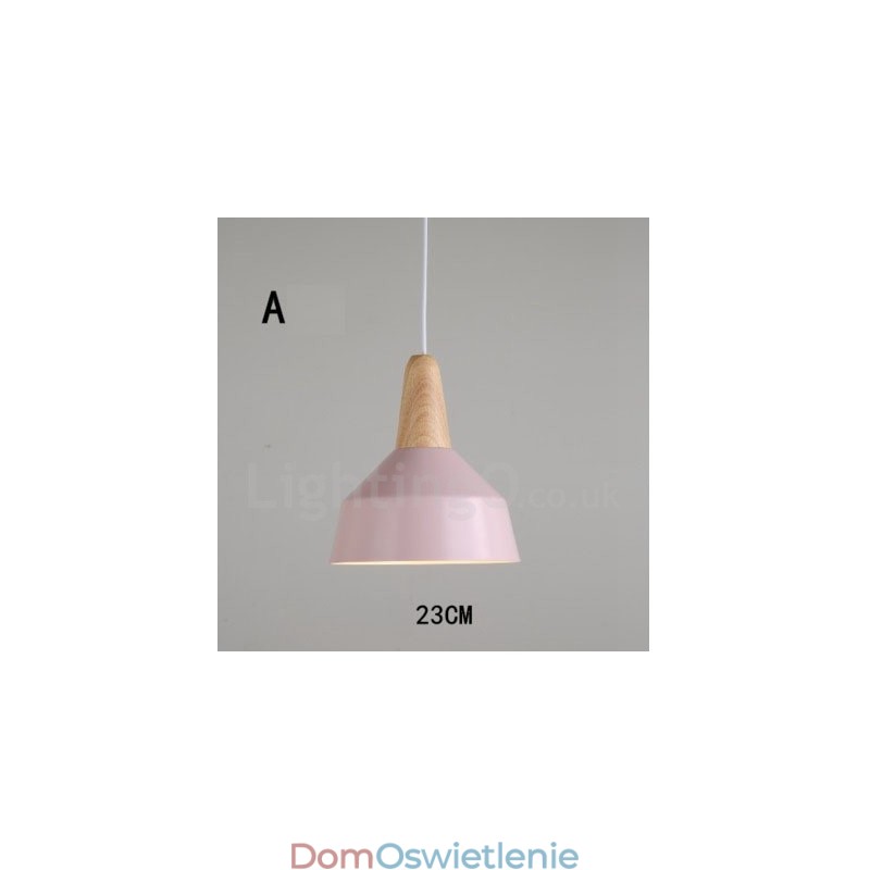 Nowoczesna współczesna lampa wisząca z drewna i metalu w wielu kolorach