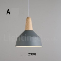 Nowoczesna współczesna lampa wisząca z drewna i metalu w wielu kolorach