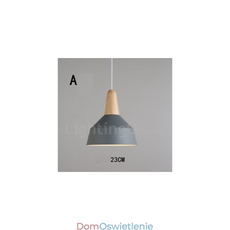 Nowoczesna współczesna lampa wisząca z drewna i metalu w wielu kolorach