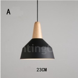 Nowoczesna współczesna lampa wisząca z drewna i metalu w wielu kolorach