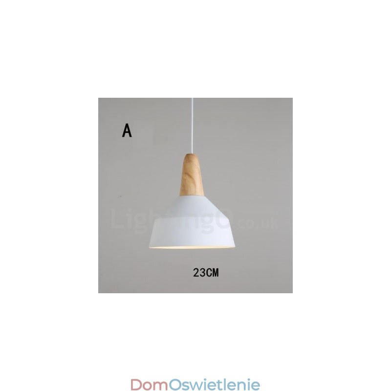 Nowoczesna współczesna lampa wisząca z drewna i metalu w wielu kolorach