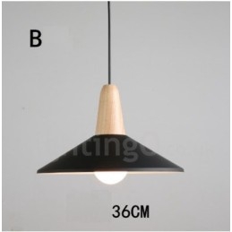 Nowoczesna współczesna lampa wisząca z drewna i metalu w wielu kolorach