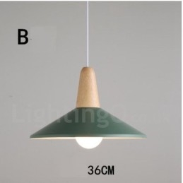 Nowoczesna współczesna lampa wisząca z drewna i metalu w wielu kolorach