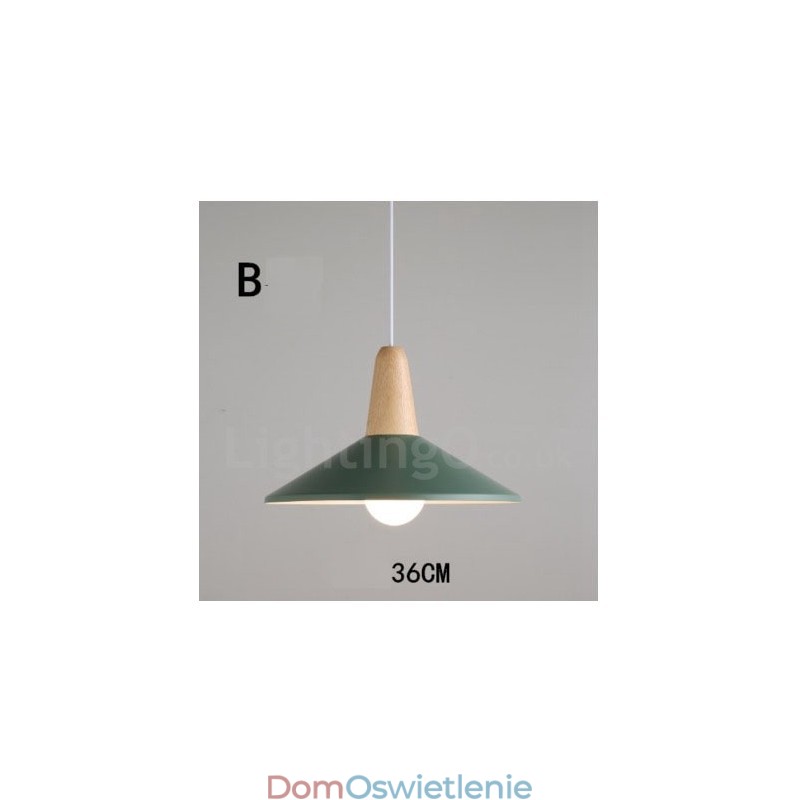 Nowoczesna współczesna lampa wisząca z drewna i metalu w wielu kolorach