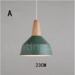 Nowoczesna współczesna lampa wisząca z drewna i metalu w wielu kolorach