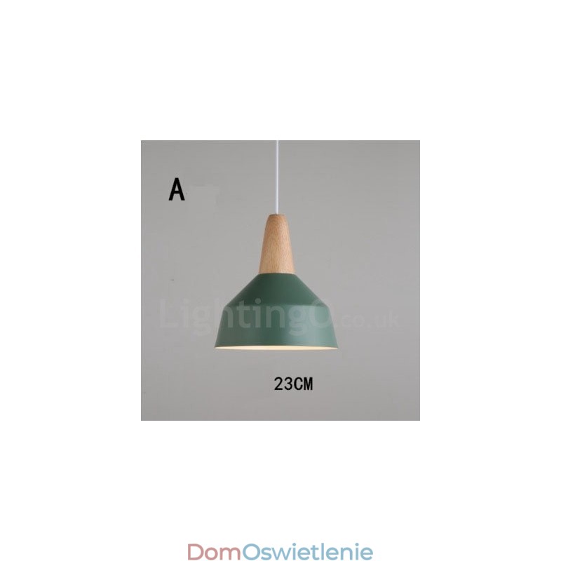 Nowoczesna współczesna lampa wisząca z drewna i metalu w wielu kolorach