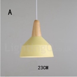 Nowoczesna współczesna lampa wisząca z drewna i metalu w wielu kolorach
