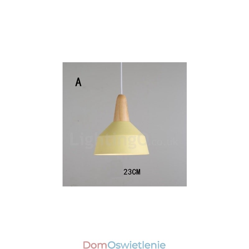 Nowoczesna współczesna lampa wisząca z drewna i metalu w wielu kolorach