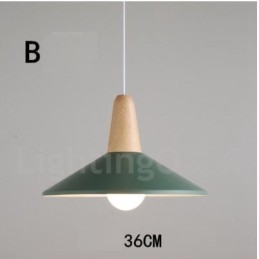 Nowoczesna współczesna lampa wisząca z drewna i metalu w wielu kolorach