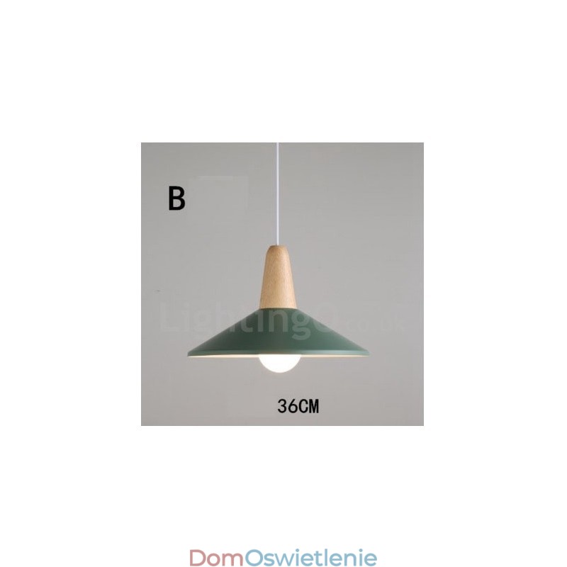 Nowoczesna współczesna lampa wisząca z drewna i metalu w wielu kolorach