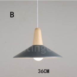 Nowoczesna współczesna lampa wisząca z drewna i metalu w wielu kolorach