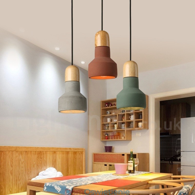 Vintage Wood Concrte Multi Colors Wisząca lampa do lampy