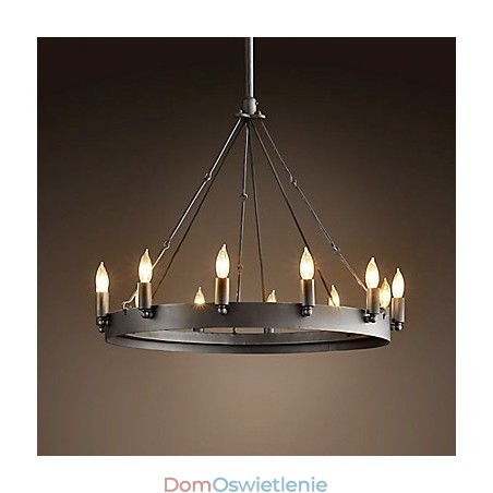 Lampa wisząca z żelaza w stylu retro z 12 światłami w kształcie świecy Lampa wisząca z żelaza w stylu retro z 12 światłami w kształcie świecy