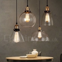 Lampa wisząca retro vintage z kloszem szklanym