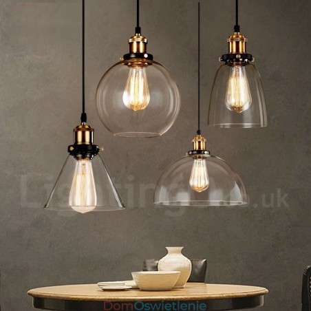 Lampa wisząca retro vintage z kloszem szklanym Lampa wisząca retro vintage z kloszem szklanym