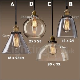 Lampa wisząca retro vintage z kloszem szklanym