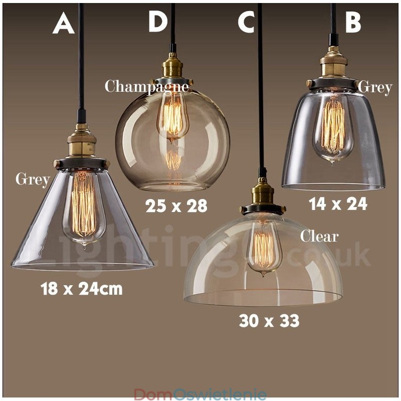 Lampa wisząca retro vintage z kloszem szklanym