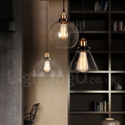 Lampa wisząca retro vintage z kloszem szklanym