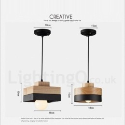 Nowoczesna współczesna lampa wisząca z drewna i metalu