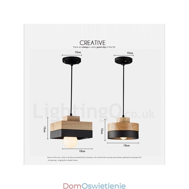 Nowoczesna współczesna lampa wisząca z drewna i metalu