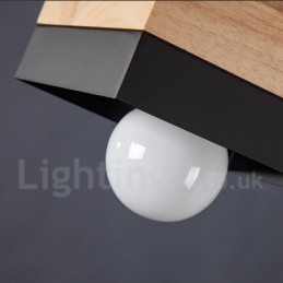 Nowoczesna współczesna lampa wisząca z drewna i metalu
