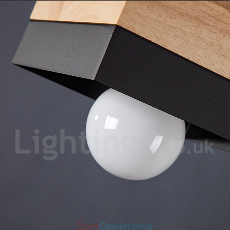 Nowoczesna współczesna lampa wisząca z drewna i metalu