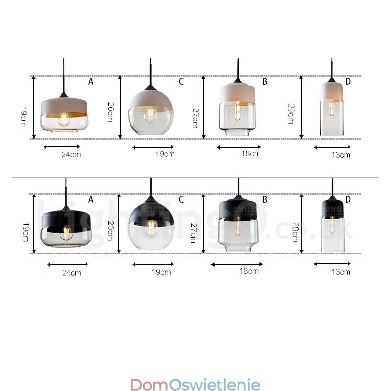 Nowoczesna, współczesna lampa wisząca z kloszem szklanym