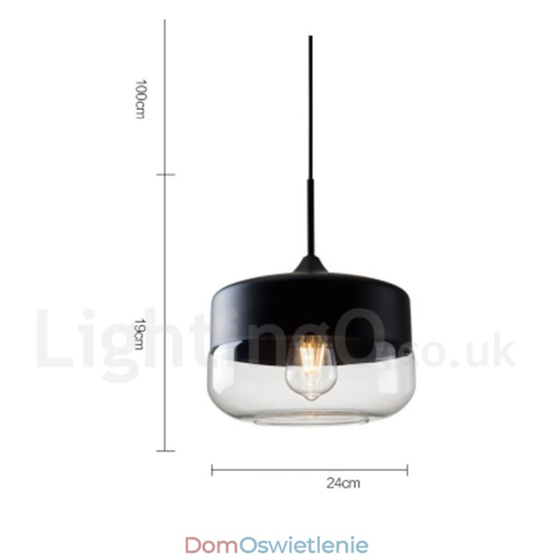 Nowoczesna, współczesna lampa wisząca z kloszem szklanym